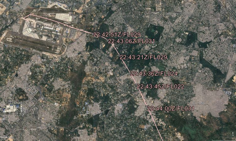 Map including flight trajectory (Graphics: AVH/Google Earth)