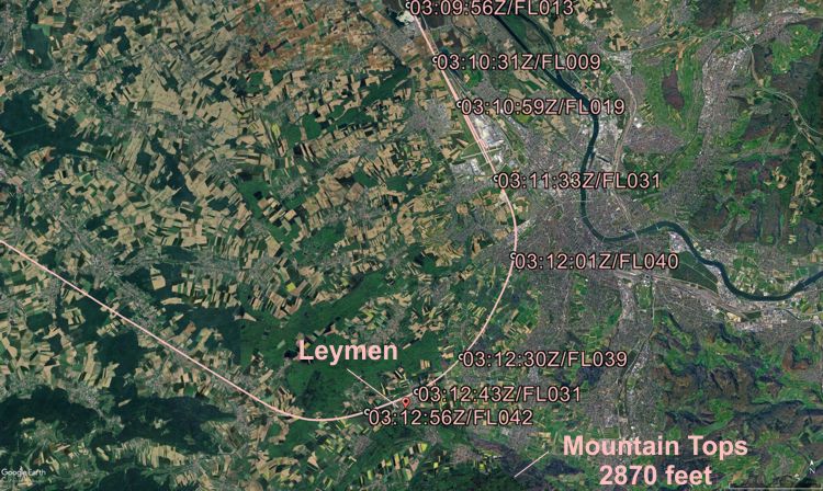 Map and trajectory (Graphics: AVH/Google Earth)