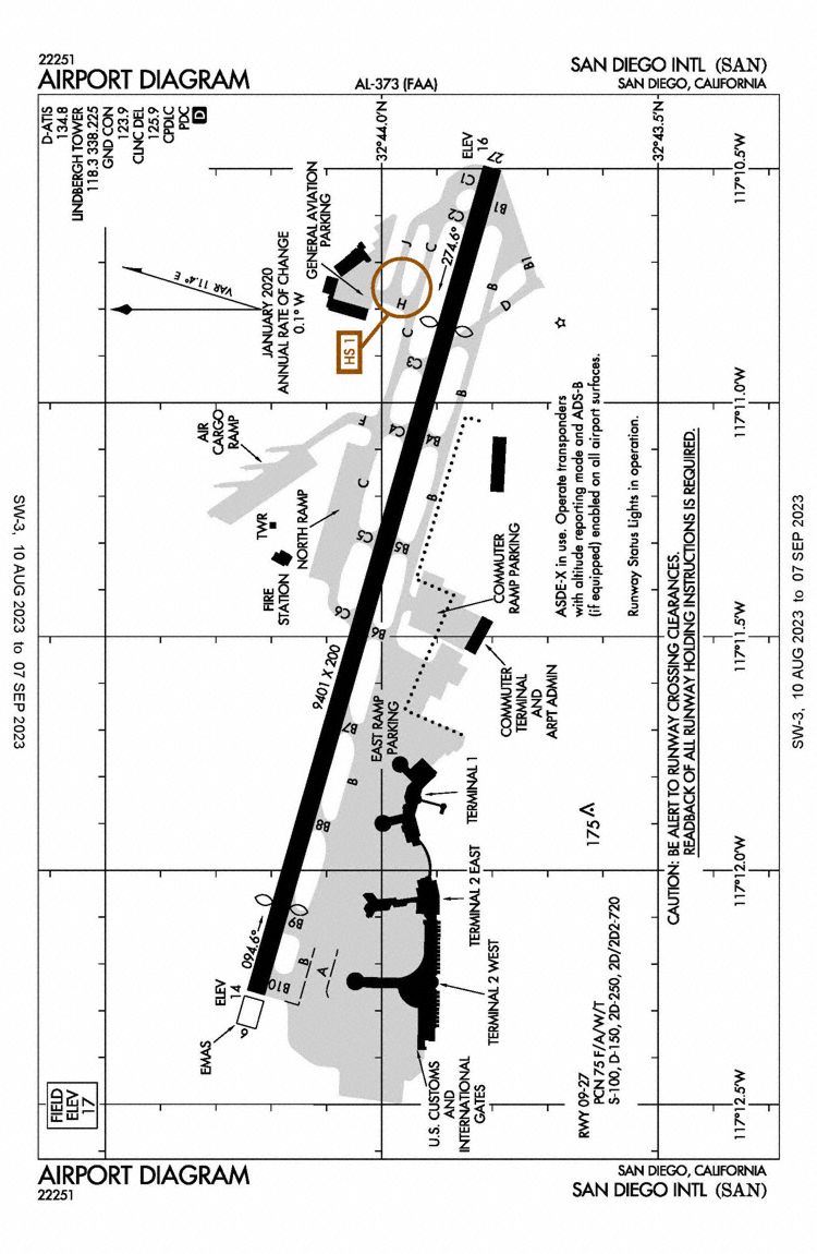 Aerodrome Chart San Diego (Graphics: FAA)