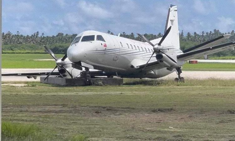 The aircraft seen in its final position