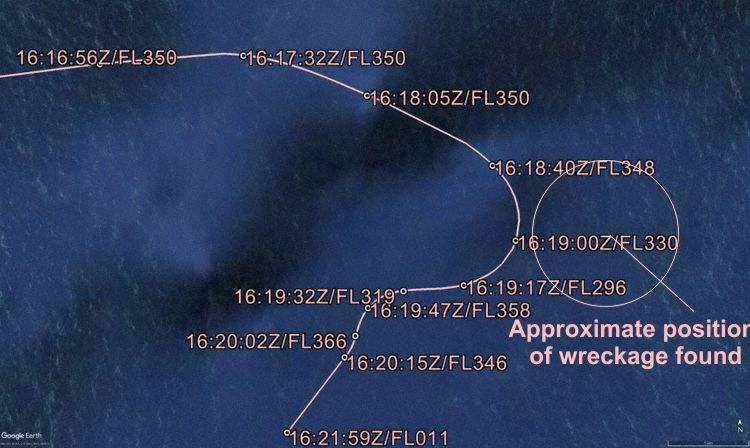 Trajectory (Graphics: AVH/Google Earth)