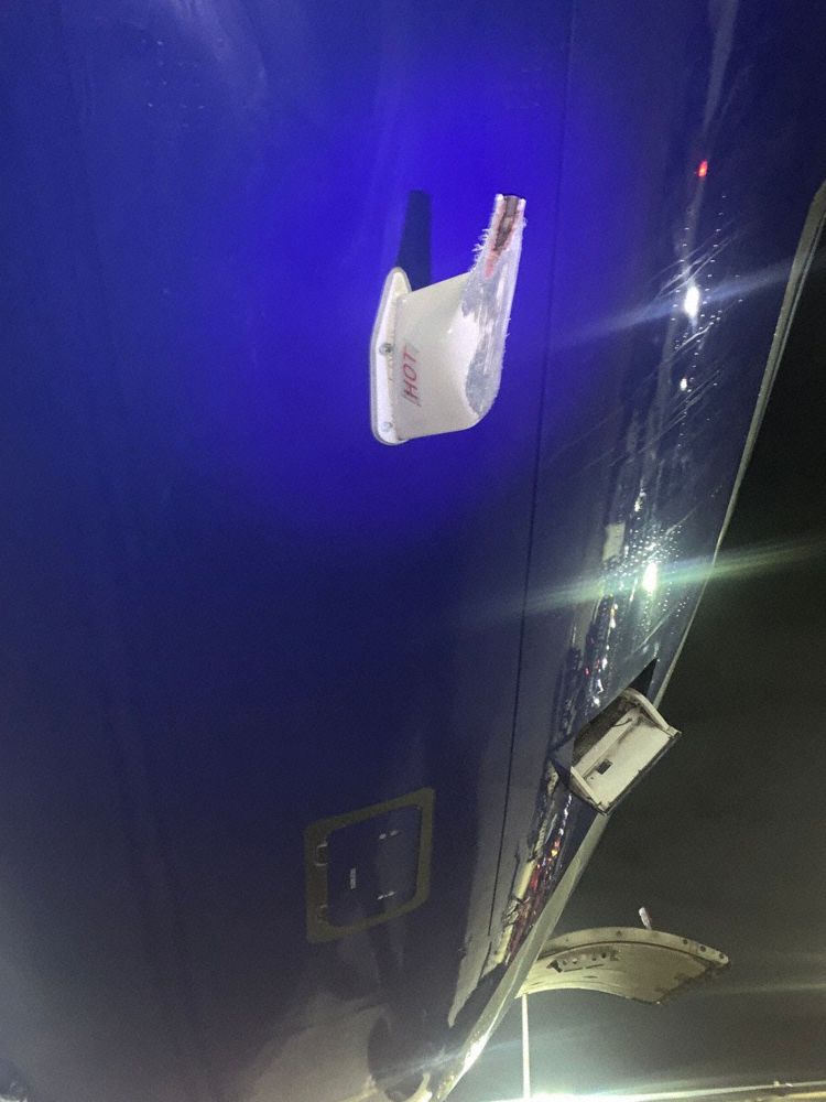 The damage seen after landing