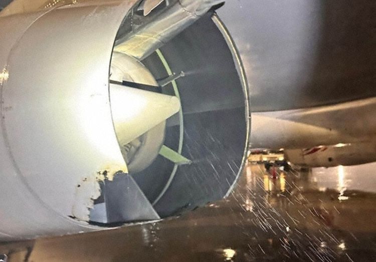The damage to the engine