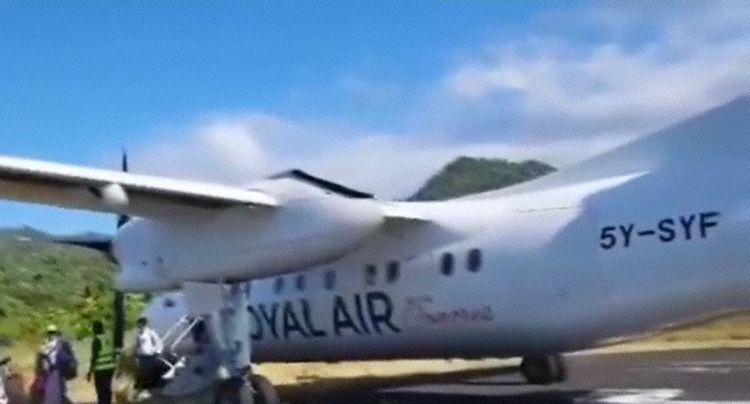 The aircraft seen after coming to a stop