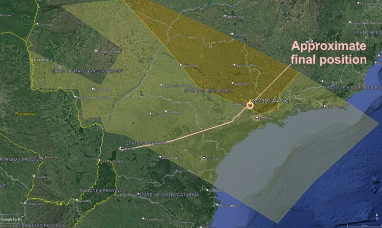 Map with amber overlay based on SBBS SIGMET 2 and yellow overlay based on SBCW SIGMET 9 (Graphics: AVH/Google Earth)