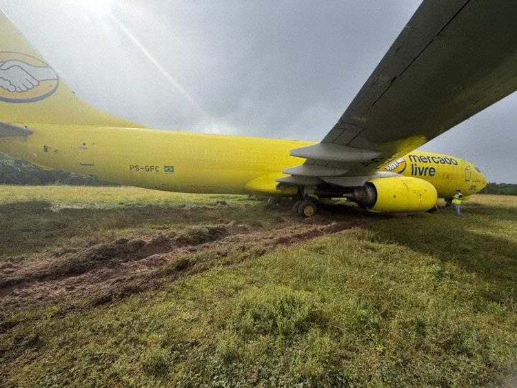 The aircraft after the runway overrun