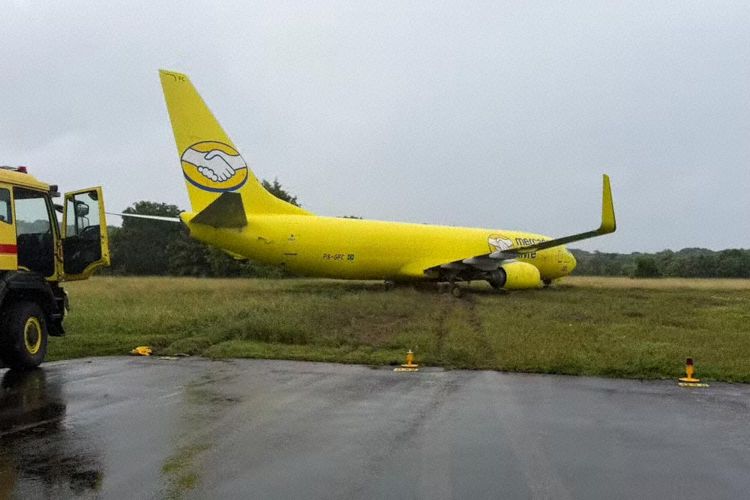 The aircraft after the runway overrun