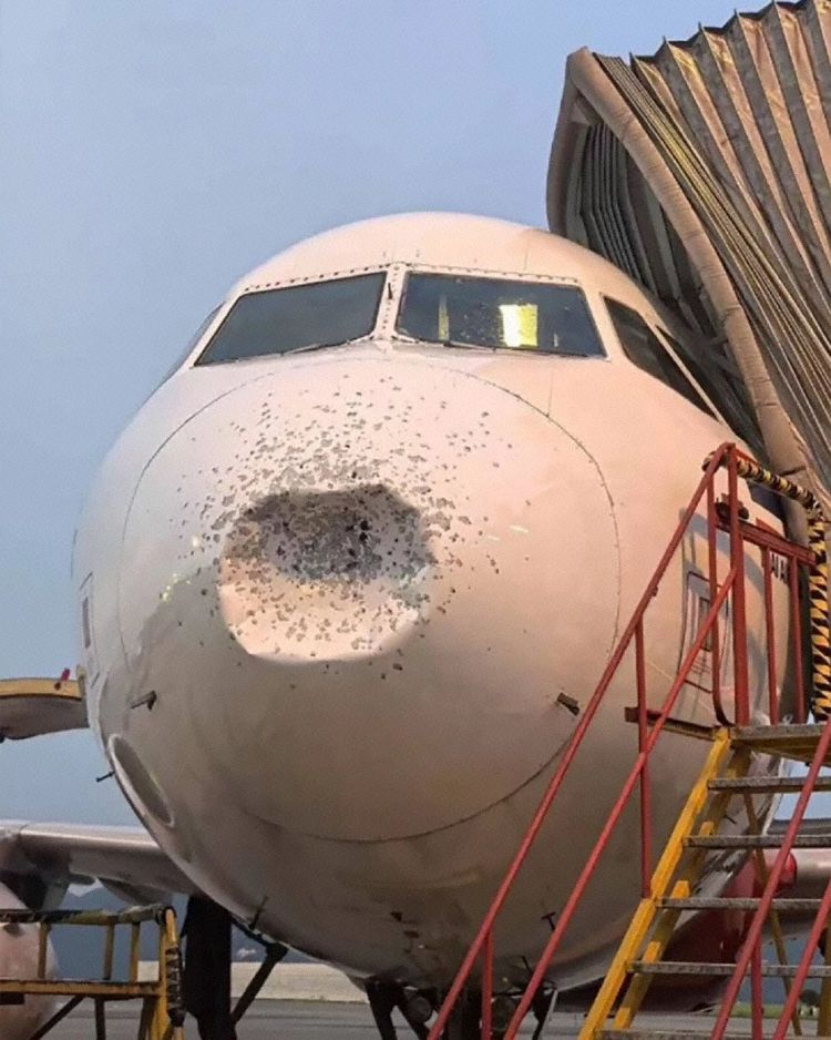 The aircraft seen at the gate