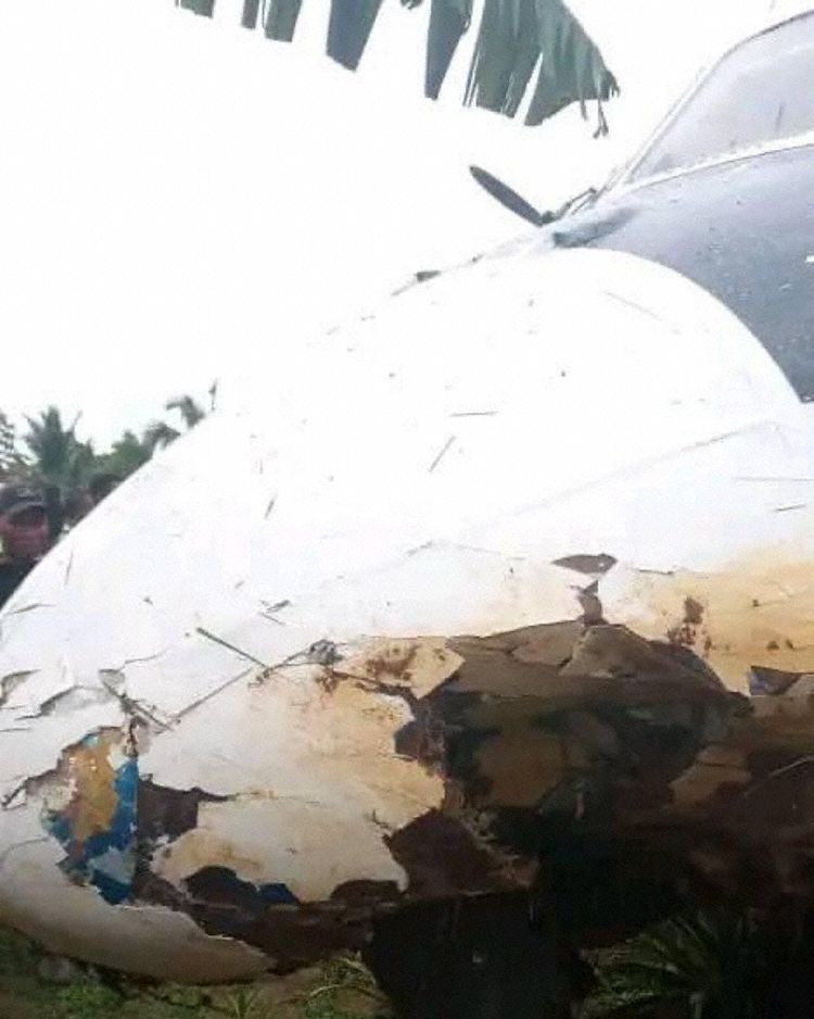 The aircraft seen after the overrun