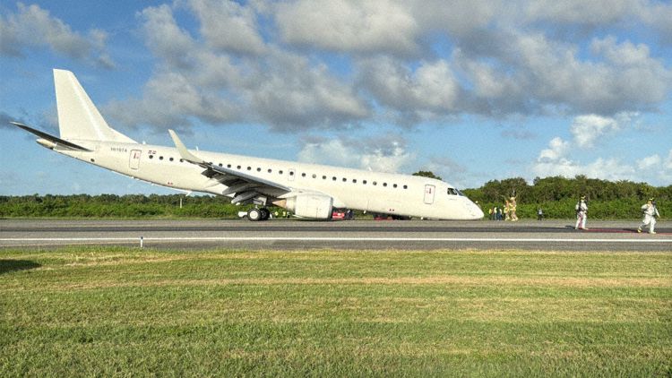 The aircraft after landing on its nose