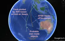 The track plotted by AVH (green), ATSB tracks (blue/orange) (Graphics: AVH/Google Earth)